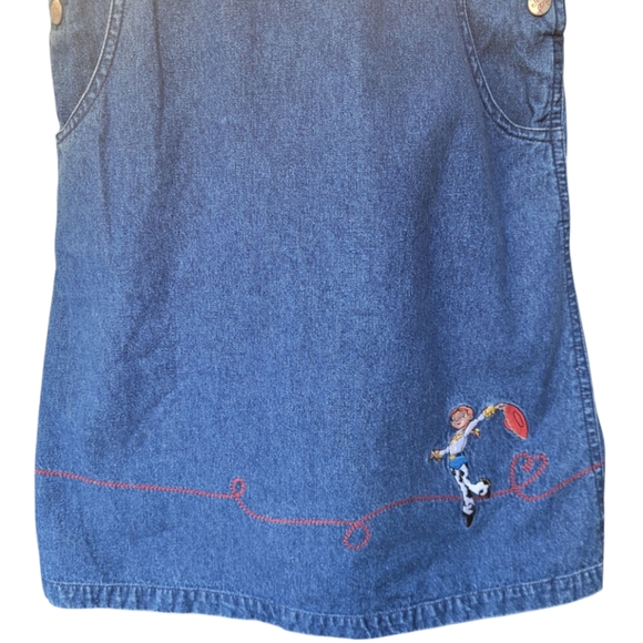 Disney Store Toy Story "Jessie" Embroidered Denim Overall Dress Size 10-12 Girl - Picture 5 of 15